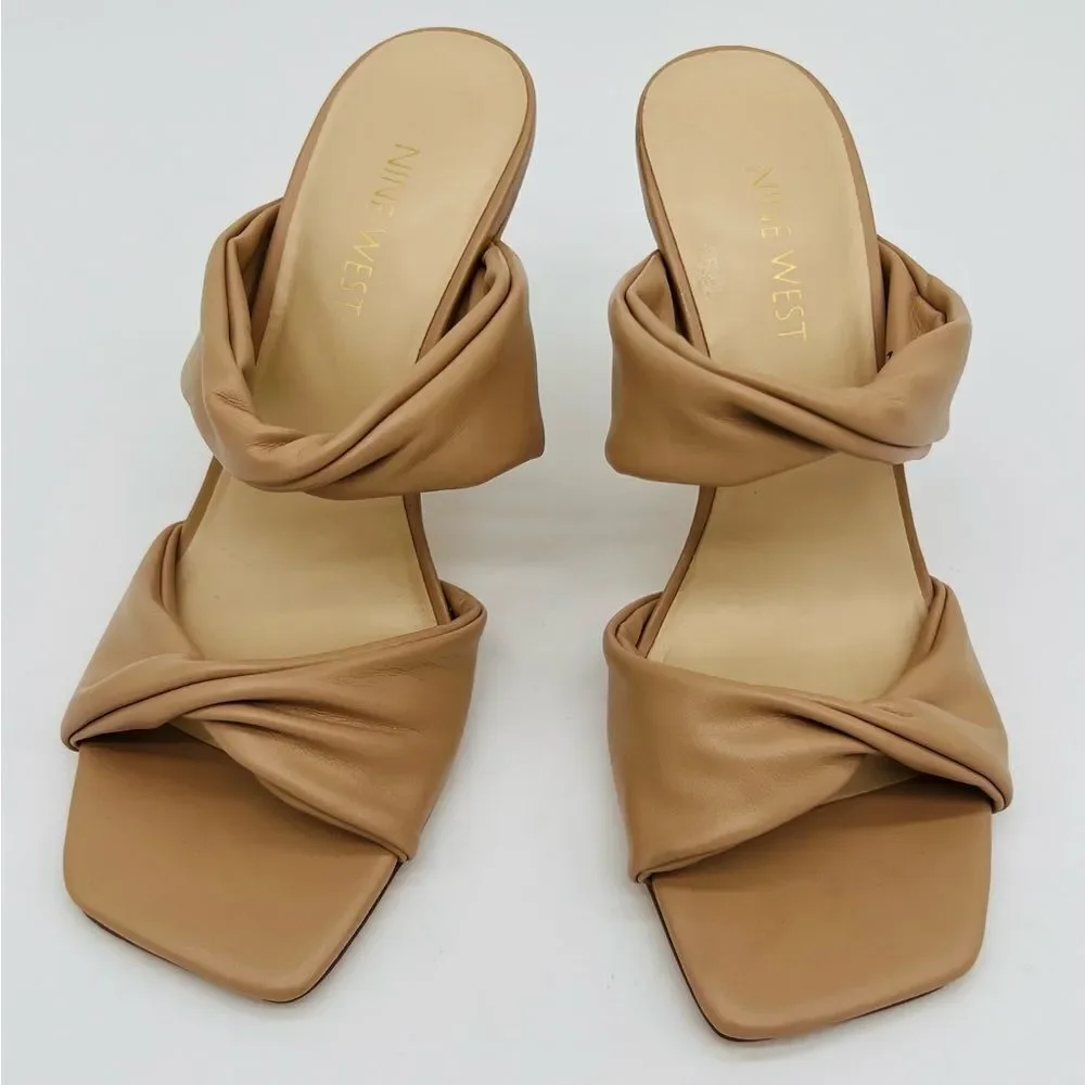 New! NINE WEST Women’s Sashah 3 Heeled Dress Sandals Light Natural - Picture 8 of 16